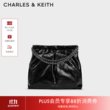 CHARLES&KEITH子母链条大容量流浪包托特包单肩斜挎包女包生日礼物CK2-40671449 【L号】Noir黑银 L
