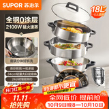 苏泊尔（SUPOR）精铁钛陶0氟电蒸锅 多功能家用分体式电热锅  火锅蒸煮炒菜电煮锅 18L大容量多用途锅  ZN34YC880