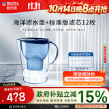 碧然德（BRITA）过滤净水器 家用滤水壶 净水壶 Marella 海洋系列 蓝色+多效滤芯12枚（含附件）