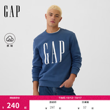 盖璞（GAP）男女装秋季印花logo抓绒圆领卫衣合身上衣美版 灰蓝色 542214 L 美码 XL亚洲码185/104A 【偏大，建议拍小一码】