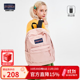 JANSPORT杰斯伯双肩包女学生旅行包26L旅行轻便透气书包男背包 4QUT7N8蜜蜡粉-侧边袋