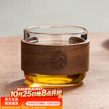 忆壶茶茶杯玻璃品杯家用品茗杯防烫杯子木套隔热杯功夫茶杯喝茶杯小品杯 【光面】品茗杯110ML