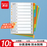 齐心(Comix) 10色装A4十色分页索引纸11孔PP隔页标签 办公用品EX8902