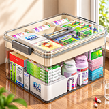 登比药箱家庭装药物收纳盒医药箱家用多层透明大容量便携式医疗小药箱