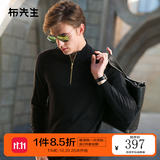 布先生 针织衫男春季羊毛衫半高领拉链时尚纯羊毛男装打底衫春款 BT338 黑色 L (175)