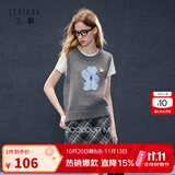 三彩2025秋季新款针织马甲花朵圆领无袖毛衫宽松叠穿M 花灰色 S 155/80A