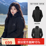 骆驼（CAMEL）三防冲锋衣户外登山服防风防水防污三合一运动外套 AD12263514Y，幻影黑，男女羽绒内胆 L