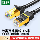 绿联七类纯铜网线 CAT7类万兆屏蔽网络连接线  rog家用电脑宽带兼容2.5g 游戏电竞成品跳线0.5米11229