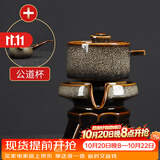 祥业功夫茶具整套装家用自动石磨懒人泡茶器全套陶瓷茶壶茶杯茶盘送礼 窑变黄自动3件套