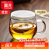 富光花茶杯透明茶杯内胆茶水分离杯办公室玻璃杯子水杯350ml