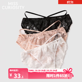 好奇蜜斯【蕾丝内裤合集】性感蕾丝内裤女合集无痕低腰透气提臀纯欲三角裤 玛丽莲Marilyn-黑色 侧边镂空绑带款 M