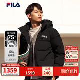 FILA斐乐保暖羽绒服男士连帽运动休闲长袖加厚外套开衫装上衣 正黑色-BK M 170/92A