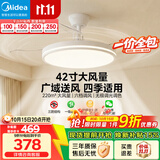 美的（Midea）吊扇灯电风扇灯餐厅吊灯一体客厅卧室灯隐形扇护眼led灯具包安装