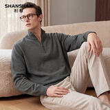 SHANSHAN杉杉【重磅460g】男士纯羊毛衫半拉链领100%绵羊毛保暖针织衫毛衣 深灰色 2XL /185【推荐体重155-170斤】