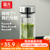 富光双层玻璃杯男女保温耐高温透明家用商务办公泡茶杯子过滤车载水杯 钢本色【加厚底+不锈钢盖】480ml