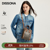 DISSONA迪桑娜女士包包老花斜挎小包潮手拎包时尚单肩手提包【礼物】 深啡色