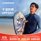 迪卡侬（DECATHLON）潜水服水母服男泳衣泳裤套装冲浪服温泉湿衣长袖速干防晒游泳装备 【上衣-拉链款】深蓝拼接-新款 L
