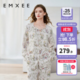 嫚熙（EMXEE）孕妇睡衣产后哺乳春秋季款月子服棉质家居服套装 晨曦庄园-两件套(不带哺乳口) L【适合115-135斤】