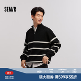 森马（Semir）森柔|毛衫男冬季含羊毛针织衫老钱风拉链半开襟毛衣情侣内搭 黑白色调00391 M