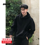 OEMG美式重磅硬挺卫衣男士秋冬新款纯色百内搭连帽衫外套保暖加绒上衣 黑色 【基础纯色 怎么搭都不出错】 XL [建议125-140斤]
