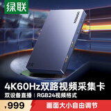 绿联HDMI双路视频采集卡4K60Hz高清多机位2路RGB24适用Switch2/PS5索尼相机手机电脑游戏直播录制35869