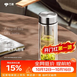 万象（WANXIANG）双层玻璃杯V49RL商务办公钛银色礼盒装带滤网泡茶杯情侣便携水杯