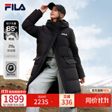 斐乐蓬蓬羽绒服|FILA防泼水中长款羽绒外套冬季保暖女装上衣 正黑色-BK M 165/84A/M
