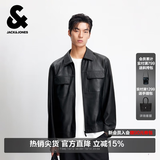 杰克·琼斯（JACK&JONES）26年男装秋季外套男款商务休闲夹克男士纯色新款多口袋外套上衣 E40黑色 L （180）