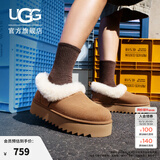 UGG【双11抢先购】秋季女士茸茸毛鞋领厚底休闲懒人毛毛鞋 1166733 CHE | 栗色 38 鞋款偏小，建议拍大一码