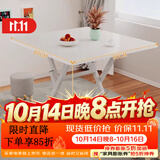 飞旺藤达折叠桌餐桌小户型家用客厅吃饭桌子户外摆摊桌子出租房便携小方桌 暖白色【80*80*72】