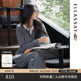 歌力思（ELLASSAY）秋季新款100%绵羊毛格雷系灰假两件撞色针织衫EWB353M01400 灰撞白 XS