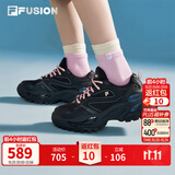 斐乐软糖鞋丨FILA FUSION潮牌休闲女鞋厚底增高运动鞋网面黑色老爹鞋 黑舞鞋/鱼子灰-TC 38