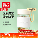 富光玻璃杯高硼硅玻璃水杯子女生便携牛奶咖啡刻度高颜值茶杯330ml