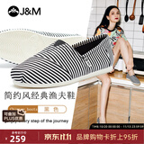 快乐玛丽（J&M）帆布鞋女士单鞋2026春季新款休闲鞋舒适轻便平底布鞋一脚蹬女鞋 黑色 38 240mm