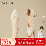 DAPHNE达芙妮包头凉鞋女粗跟夏季新款法式一字带单鞋名媛高跟鞋 米白色 6cm 35 (225mm) 标准码