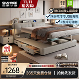 香丽华庭多功能双人床1.8米x2米海纳百川简约主卧大床真皮床平移储物床 真皮床「升级内嵌隐藏保险柜」 1.8*2米平移气压「主推经典大储物」