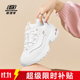 斯凯奇（Skechers）女鞋厚底增高老爹鞋百搭休闲鞋耐磨透气运动鞋女 WTRG白/金 35.5