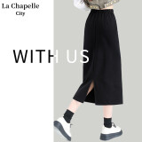 La Chapelle City拉夏贝尔半身裙女2024新款春季流行梨型身材a字长款包臀裙 2024升级款：黑-纯色（不加绒） S