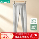 AB内衣秋冬保暖棉质亲肤女士棉毛裤彩条薄款基础打底保暖单件裤子 米灰 XL 推荐110-130斤【5°-15°】