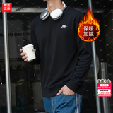 耐克（NIKE）男士卫衣2026秋季新款运动服装圆领外套休闲套头衫保暖加绒卫衣男 加绒保暖/刺绣logo/黑/晒图-5 XL 【180】体重150~170斤左右