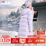 斐乐蓬蓬羽绒服丨FILA过膝长款羽绒女连帽防污保暖外套 薰衣草浅紫-PU 2XL 180/96A