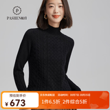 帕什羊绒衫女半高领100山羊绒秋冬厚款针织毛衣女PS-06 黑色 M (90-105斤)
