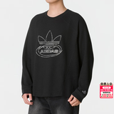 阿迪达斯（adidas）三叶草纯棉短袖女2026夏季新款时尚半袖三条纹宽松透气休闲t恤男 KX0821/黑色/长袖 L 【建议体重140斤-160斤】