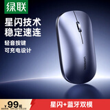 绿联星闪鼠标 无线蓝牙轻音鼠标 适配华为Mate苹果Mac笔记本平板台式电脑 轻薄便携办公Type-C充电鼠标