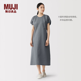 MUJI 女式 汉麻 棉 短袖连衣裙 女装裙子长裙 26年夏季 BC2Q4C6S 深灰色 M (160/84A)