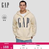 GAP男女装秋季logo印花抓绒宽松运动连帽衫卫衣786920 米色 3XL (185/108A)亚洲尺码【偏大,建议拍小一码】