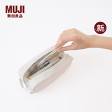 MUJI锦纶笔袋 文具盒文具袋简约立体铅笔盒大容量尼龙数据线收纳袋旅行便携 新品NDV4CC3A 浅灰色 宽19×高8×厚6.5cm