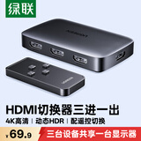 绿联 HDMI4K高清切换器3进1出三进一出视频切屏笔记本电脑台式机接电视显示器投影仪兼容二进一出80125
