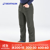 迪卡侬（DECATHLON）保暖抓绒户外徒步软壳裤男加厚加绒防风裤防风防泼水 NH100 军绿色 38