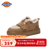 Dickies女士雪地靴舒适休闲平底鞋加绒加厚棉鞋 黄棕 37 